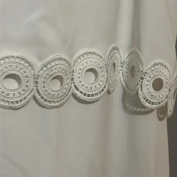 Shoshanna | NEW Popover white optic shift dress Scalloped‎ Lace women’s size 12 - Picture 4 of 11